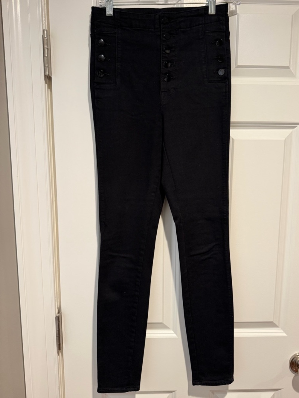 J Brand Natasha High-Rise Seriously Black Button-Front Jeans - Picture 3 of 6